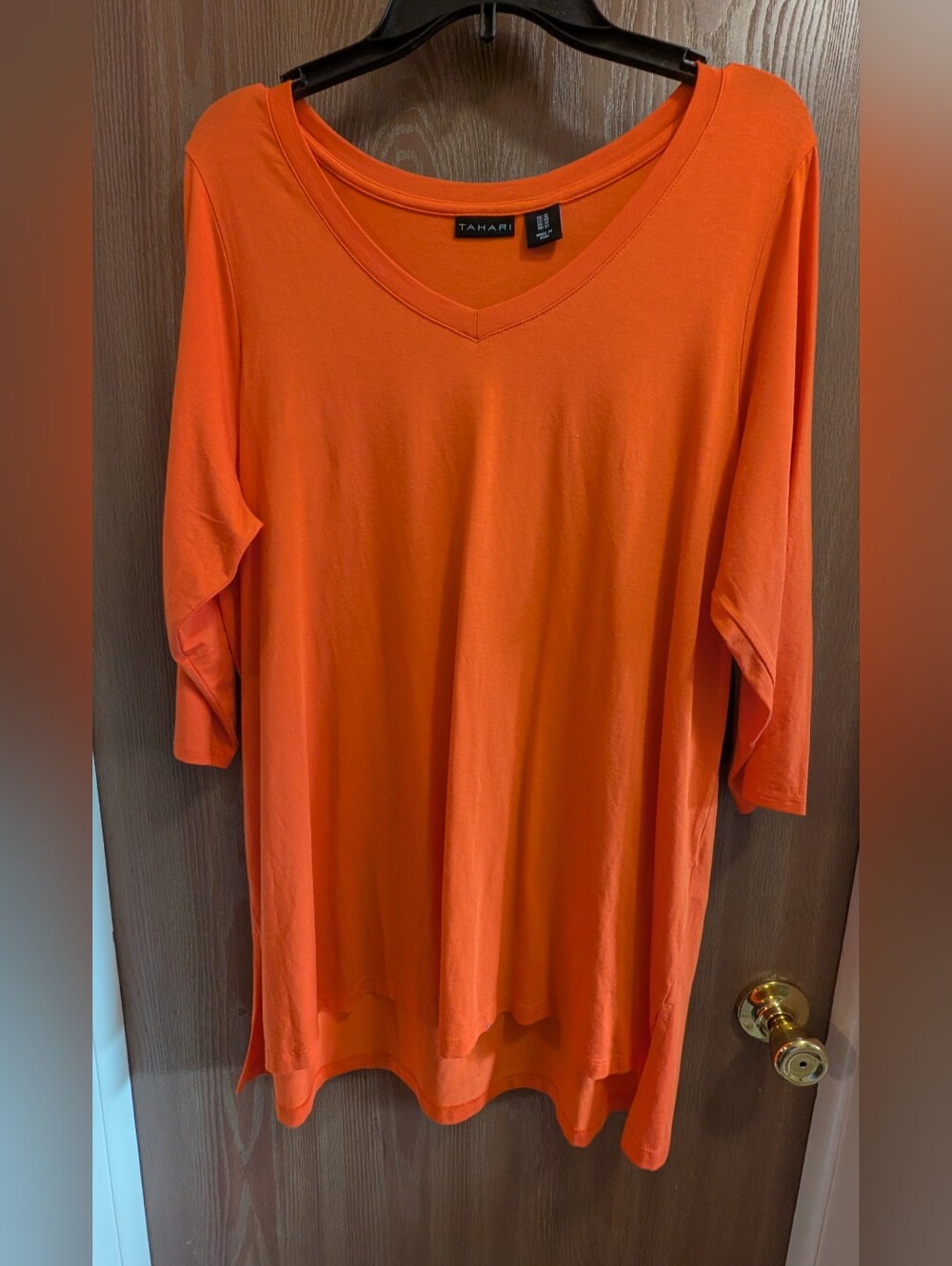 Tahari Orange V-Neck Tunic Top